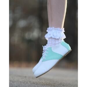 New Tiny Toes Nation Retro Mint Green White Saddle Shoes Fit Like a Sz.6C
